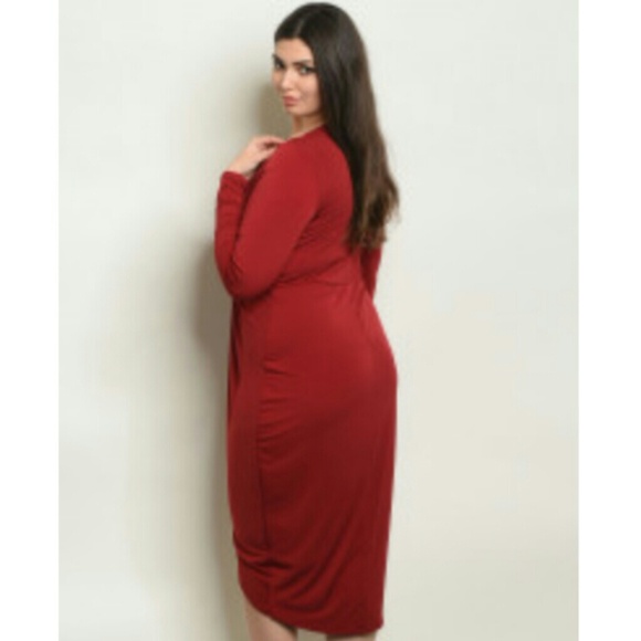 Plus Size Burgundy Dress - Picture 3 of 3